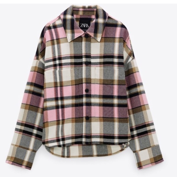Zara women’s pink plaid overshirt Xs - Picture 1 of 8
